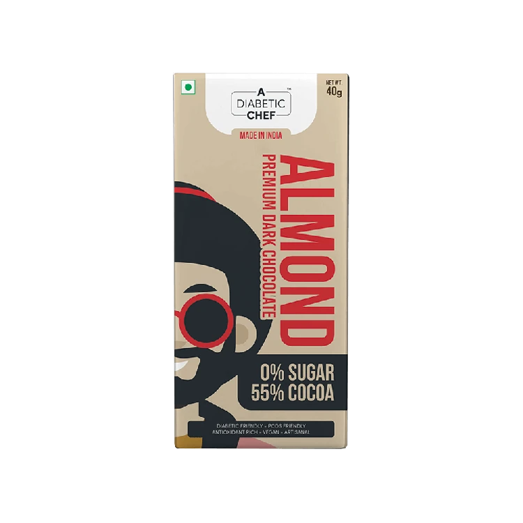 A Diabetic Chef Almond Dark Chocolate (0% Sugar, 55% Cocoa)