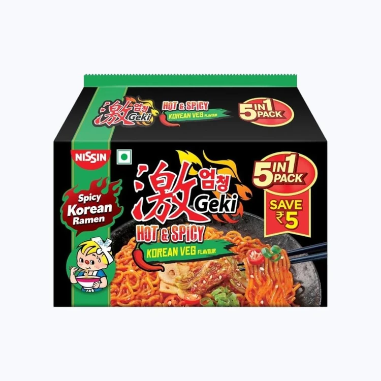 Nissin Geki Hot & Spicy Korean Veg Flavoured Instant Noodles