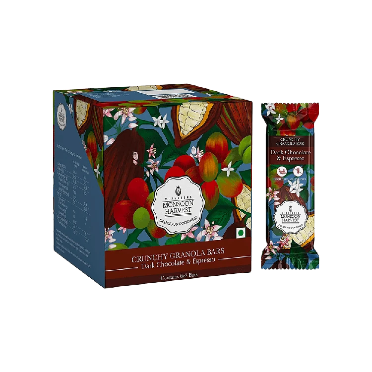 Monsoon Harvest Crunchy Granola Bar - Dark Chocolate & Espresso (6 Bars)