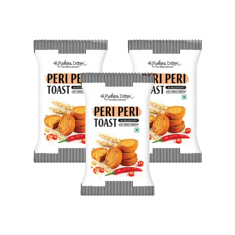 The Baker's Dozen 100% Wholewheat Peri Peri Toast - Pack of 3