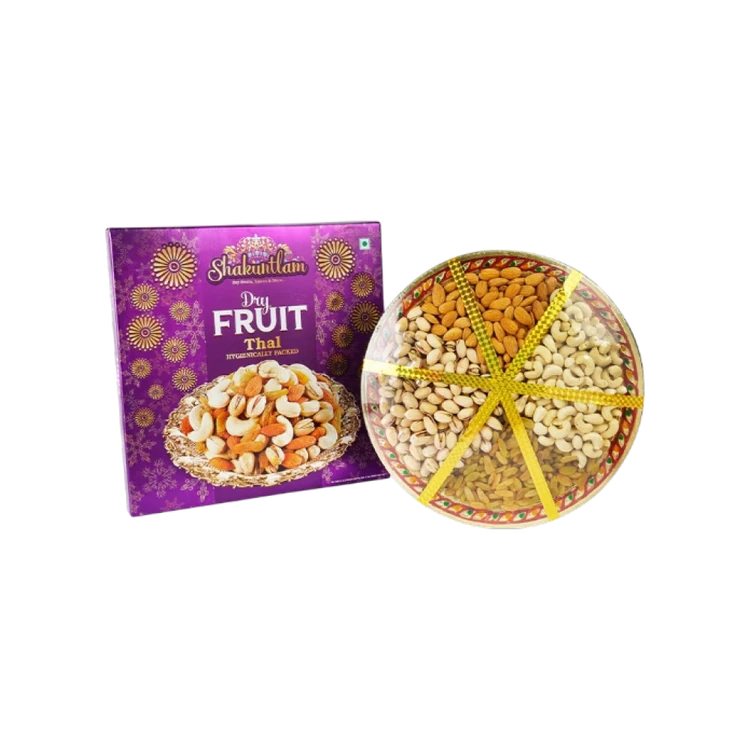 Shakuntlam Dry Fruit Gift Thali in Box - White Pearl
