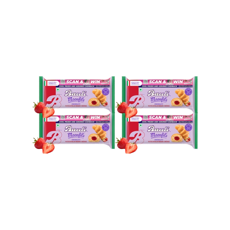 Bauli Moonfils Strawberry Crème Soft Croissant (Eggless) - Pack of 4