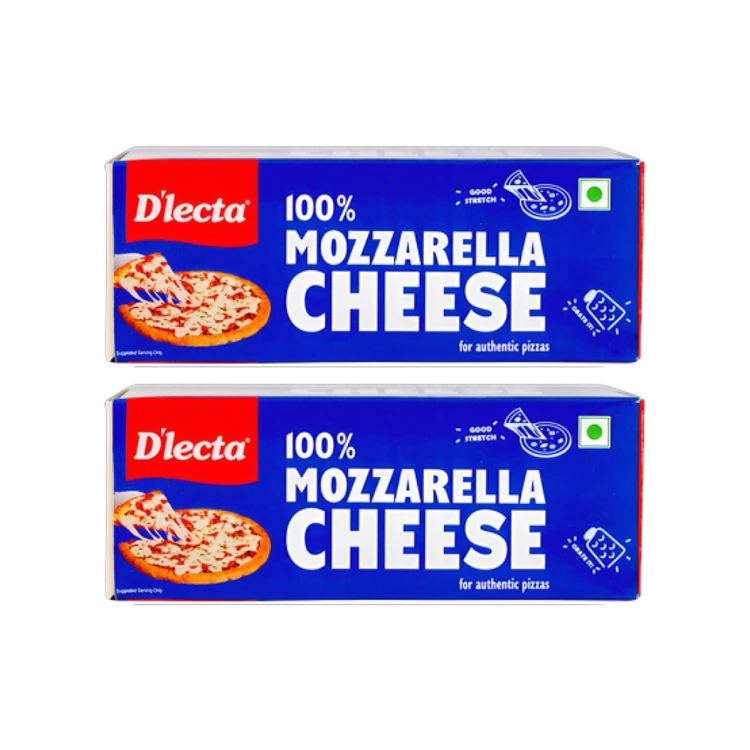 D'lecta 100% Mozzarella Pizza Cheese Block - Pack of 2