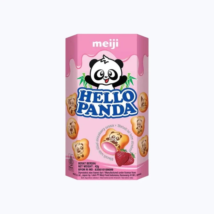 Meiji Hello Panda Strawberry Flavour Center Filled Biscuits
