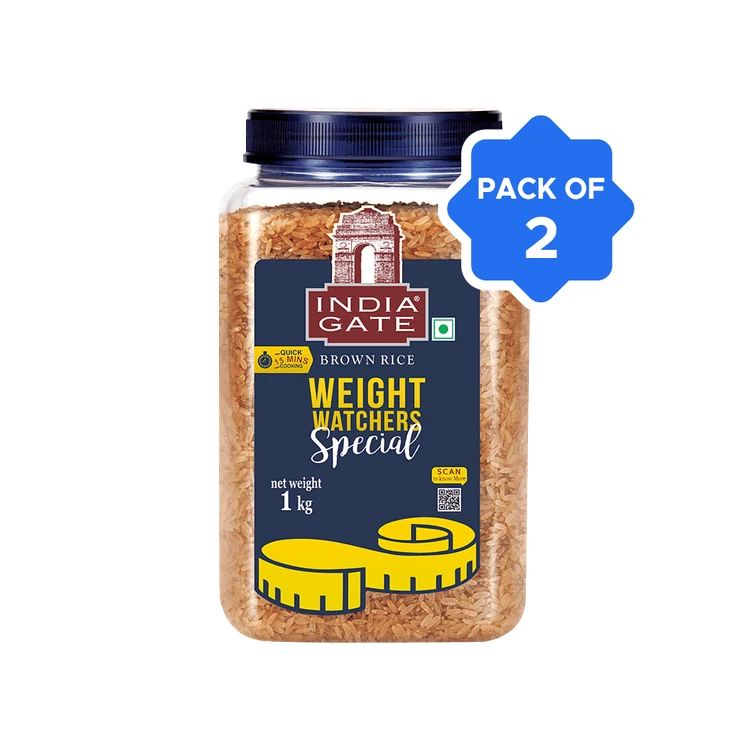 India Gate Weight Watchers Brown Rice (Long Grain) - Pack of 2 (Kempu Akki)