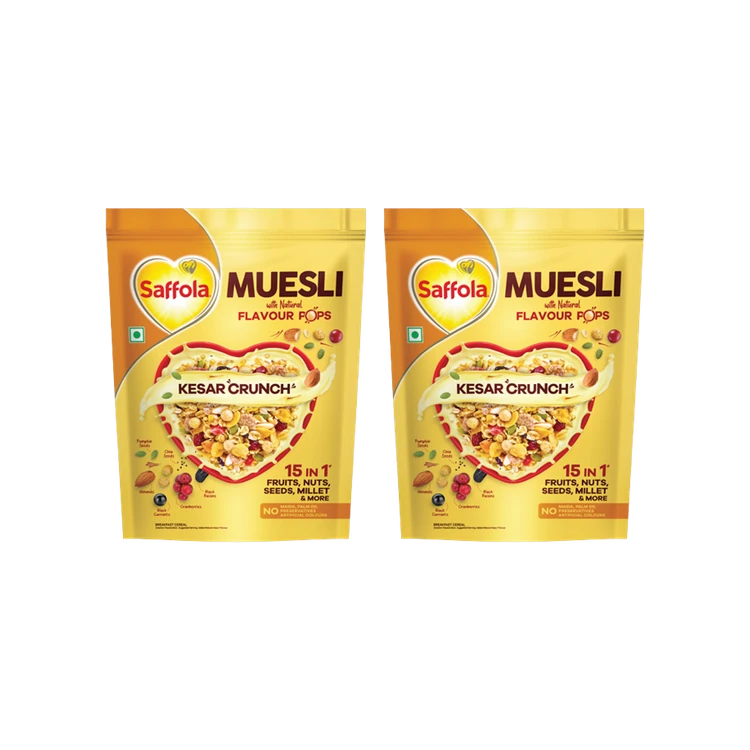 Saffola Muesli Kesar Crunch with Flavour Pops - Pack of 2