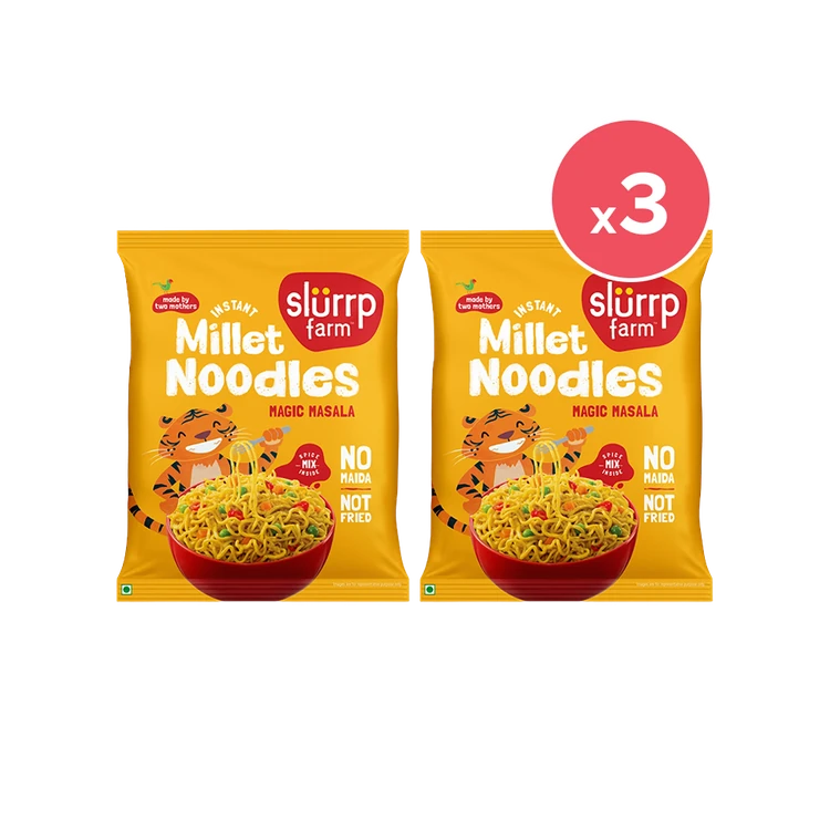 Slurrp Farm Magic Masala Millet Regular Instant Noodles - Pack of 3