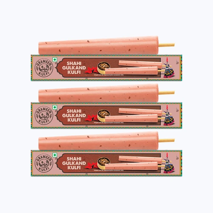 Grameen Shahi Gulkand Kulfi Stick - Pack of 3