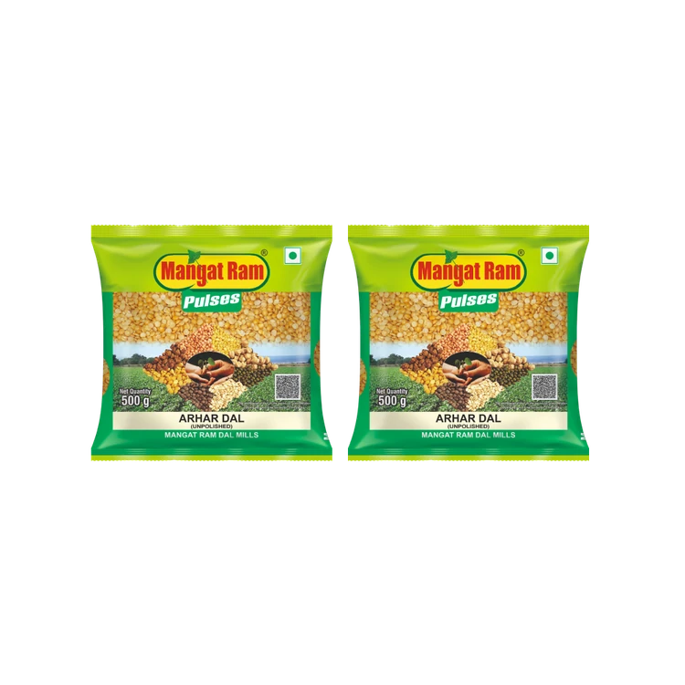 Mangat Ram Unpolished Arhar Dal/Toor Dal - Pack of 2 (Togari Bele)