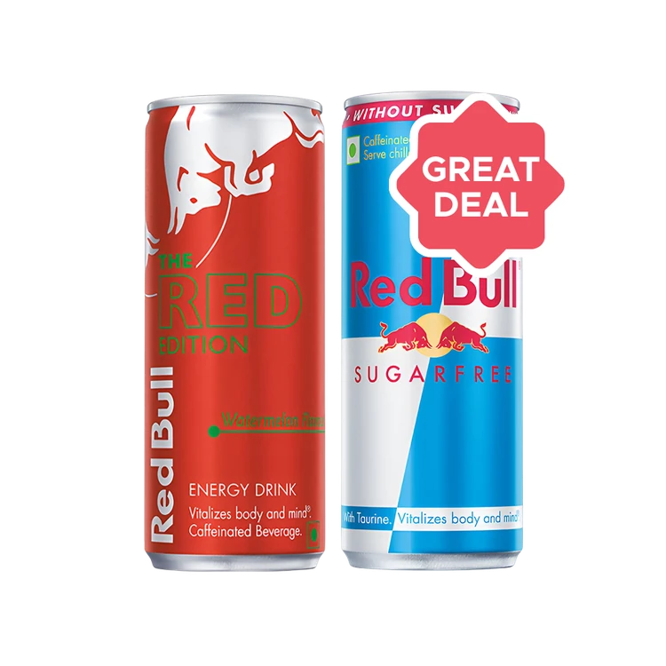 Red Bull Energy Drink (Sugar Free) - 250 ml +  The Red Edition Energy Drink Combo