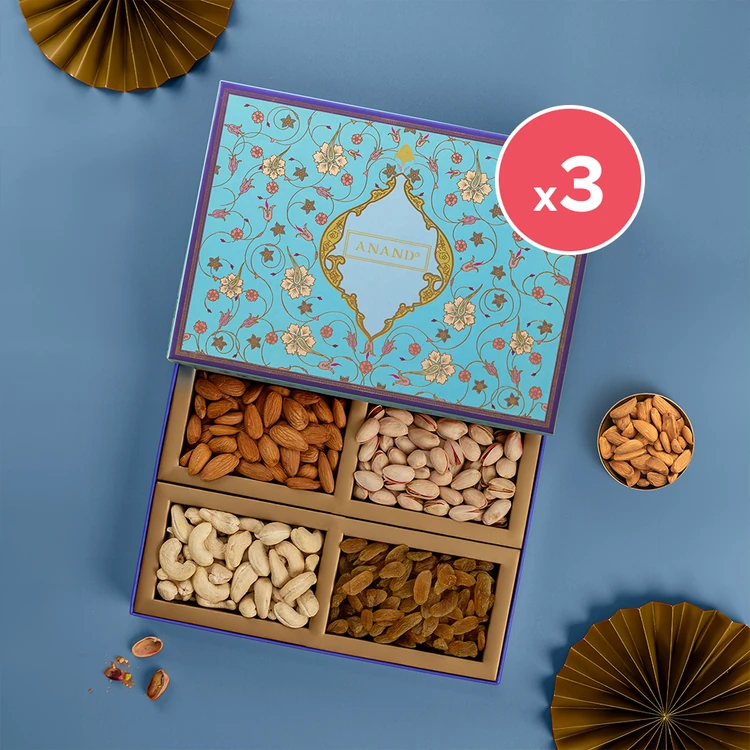 Anand Jheel Batti Dry Fruits Gift Pack - 4 Varieties - Pack of 3 (Dry Fruits Udugore Pack)