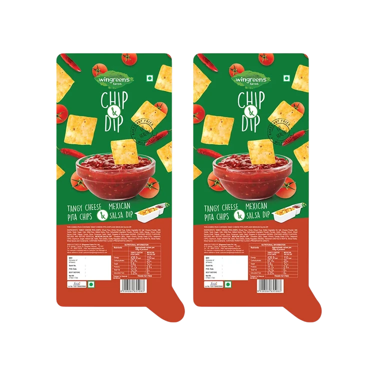 Wingreens Farms Tangy Cheese Baked Pita Chips with Mexican Salsa Dip - Pack of 2