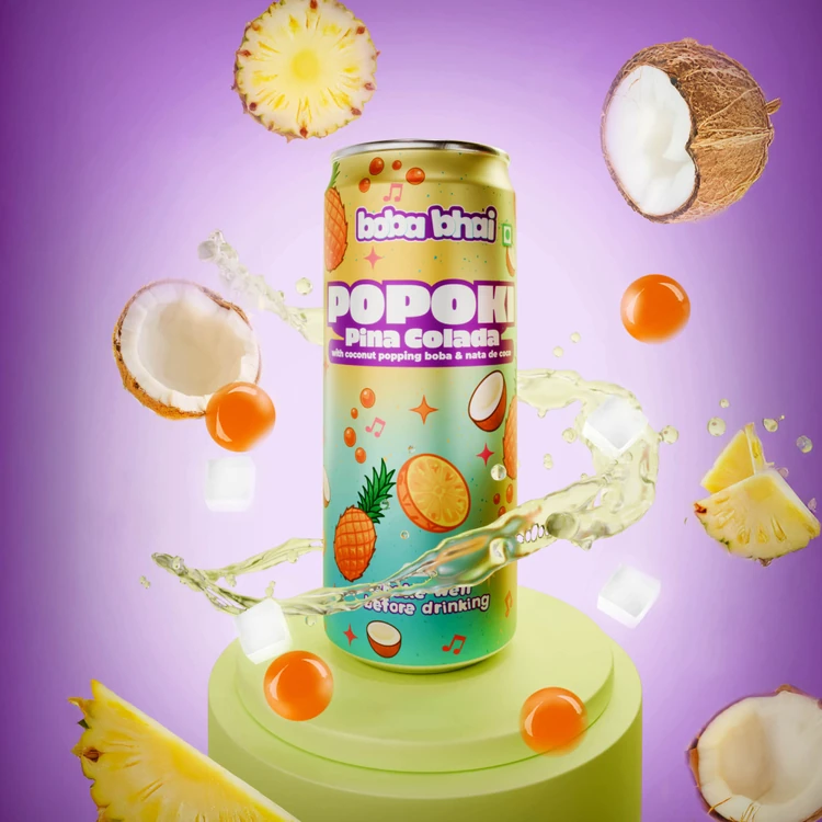 Boba Bhai Pina Colada Fruit Drink with Popping Boba and Nata de Coco