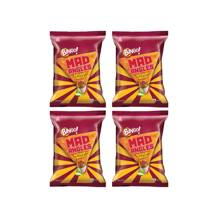 Bingo Mad Angles Achaari Masti Crisps - Pack of 4