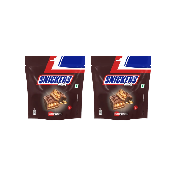 Snickers Nougat & Caramel Miniatures Filled Bar Chocolate Pack - Pack of 2