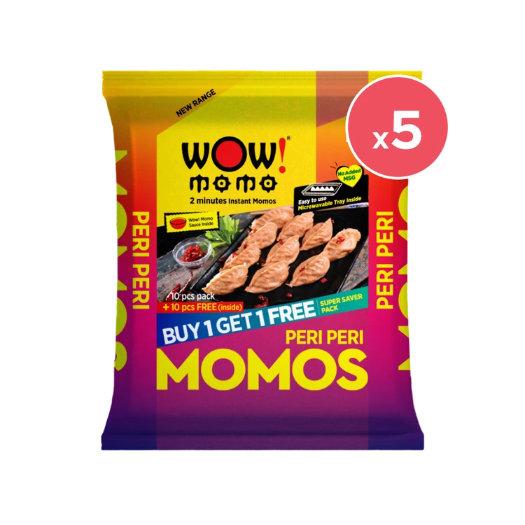 Wow! Momo Peri Peri Momos - Buy 1 Get 1 Free - Pack of 5
