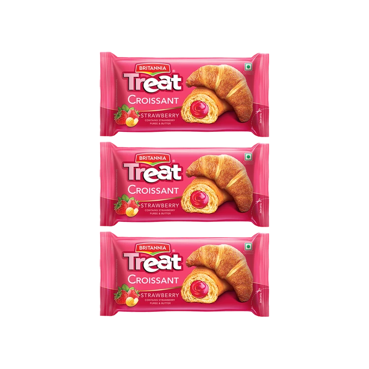 Britannia Treat Strawberry Croissant - Pack of 3