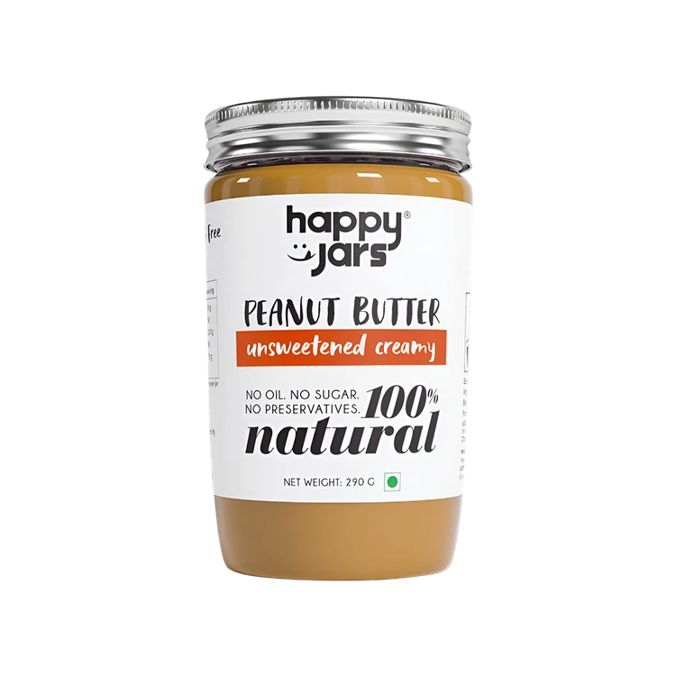 Happy Jars Unsweetened Creamy Peanut Butter