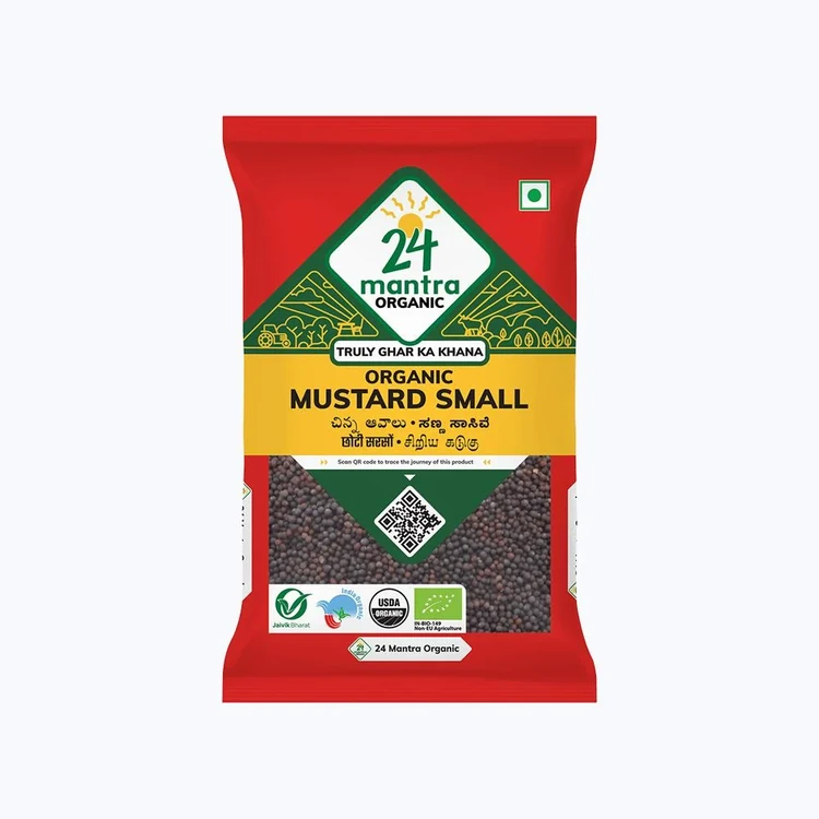24 Mantra Organic Black (Small) Mustard Seeds / Rai Seeds