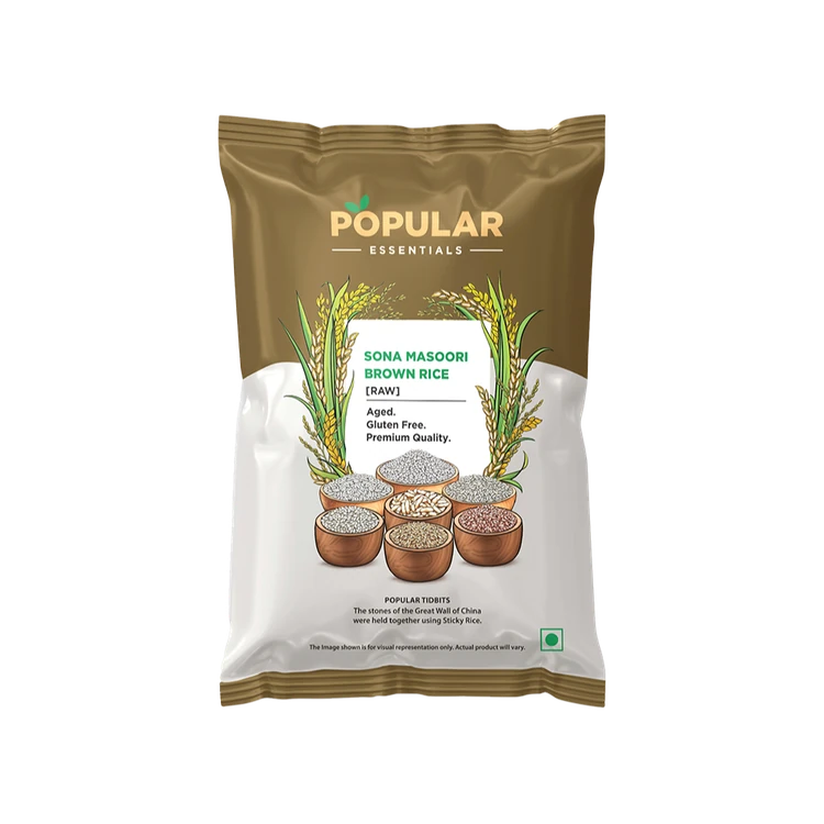 Popular Essentials Brown Sona Masuri Rice (Kempu Sona Masuri Akki)