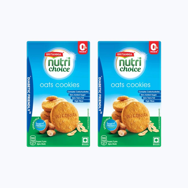 Britannia NutriChoice Oats Cookies (Diabetic Friendly) - Pack of 2