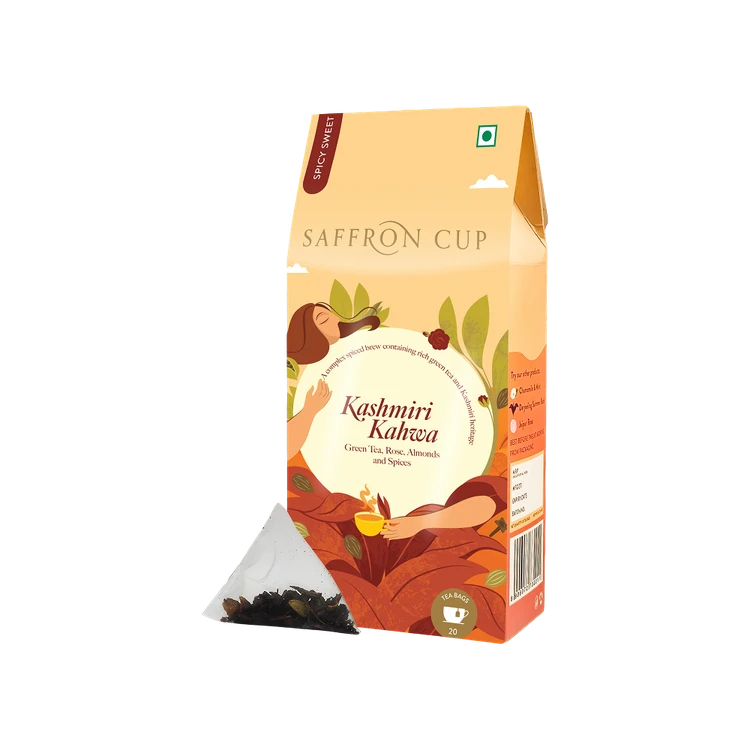 Saffron Cup Kashmiri Kahwa Flavoured Green Tea Bags