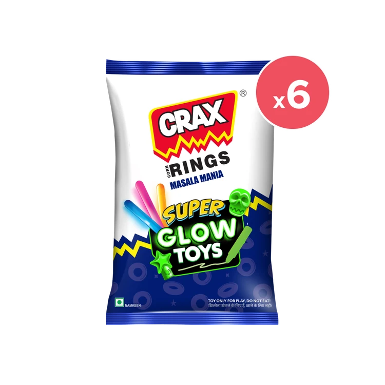 Crax Corn Rings Masala Mania Puffs Snacks with Super Toys - Pack of 6