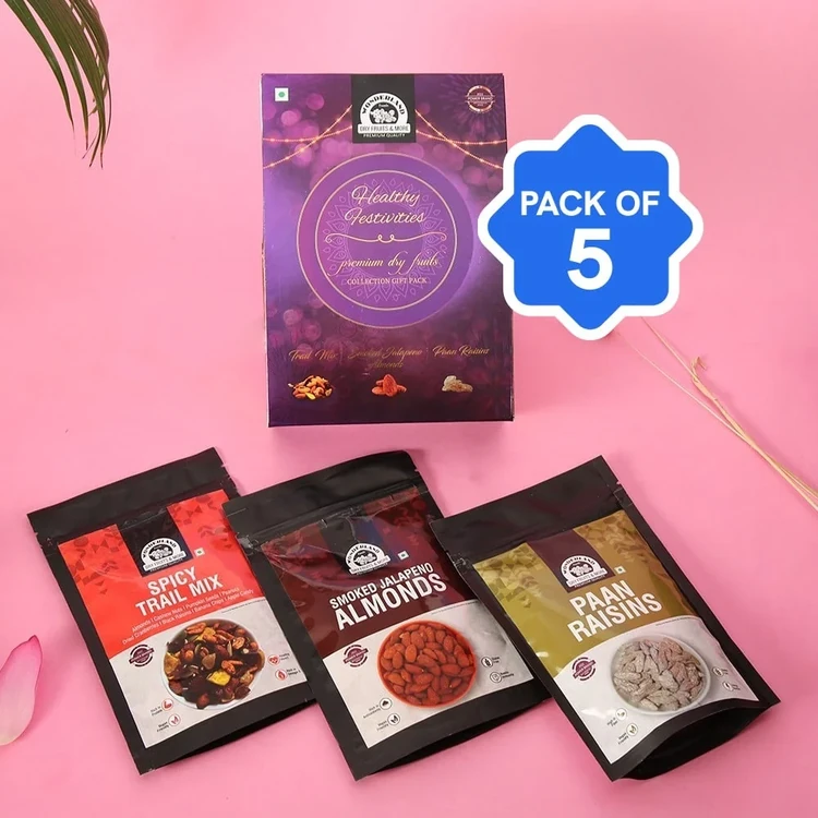 Wonderland Foods Premium Dry Fruits Gift Pack (Healthy Festivities) - Pack of 5 (Dry Fruits Udugore Pack)