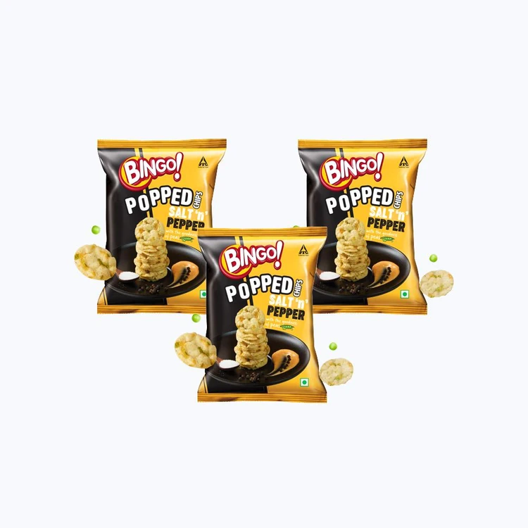 Bingo Popped Salt n Pepper Potato Chips - Pack of 3