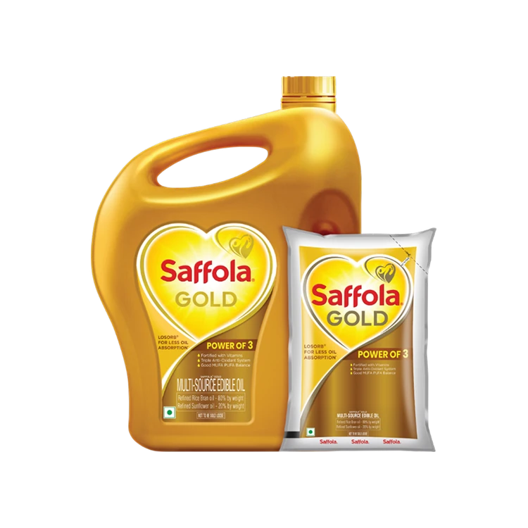 Saffola Sunflower and Rice Bran Blended Cooking Oil - Free 1 l Pouch (Aduge Enne)
