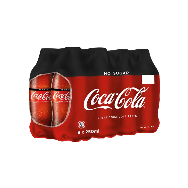 Coca-Cola No Sugar Soft Drink - Pack of 8