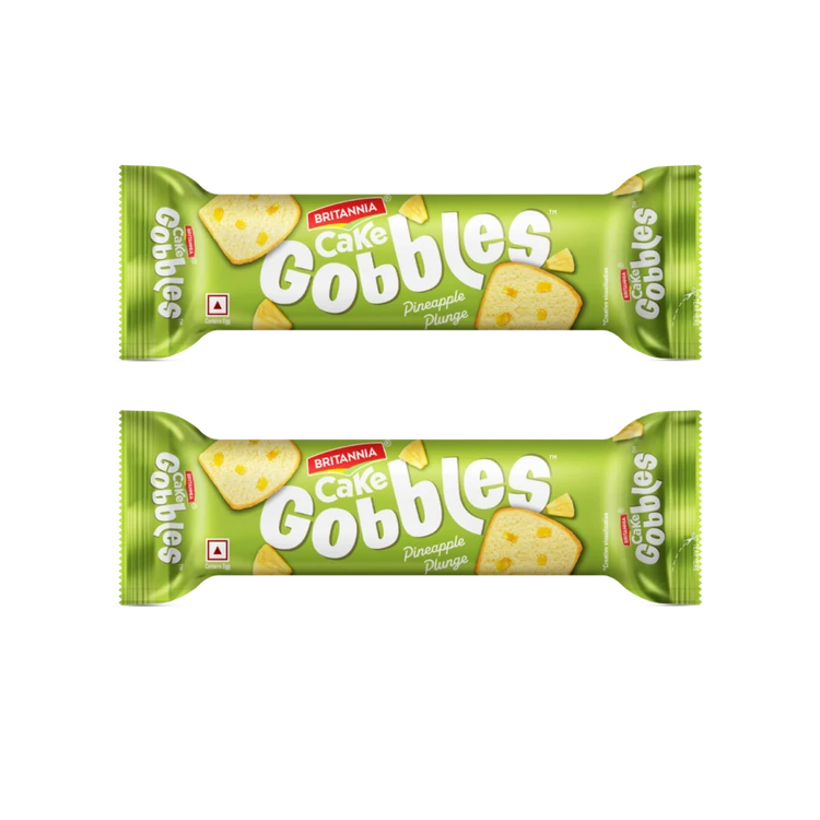 Britannia Gobbles Pineapple Plunge Slice Cake - Pack of 2