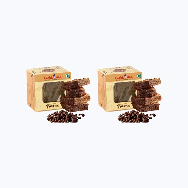 Cookieman Choco Chip Chocolate Eggless Brownie - Pack of 2