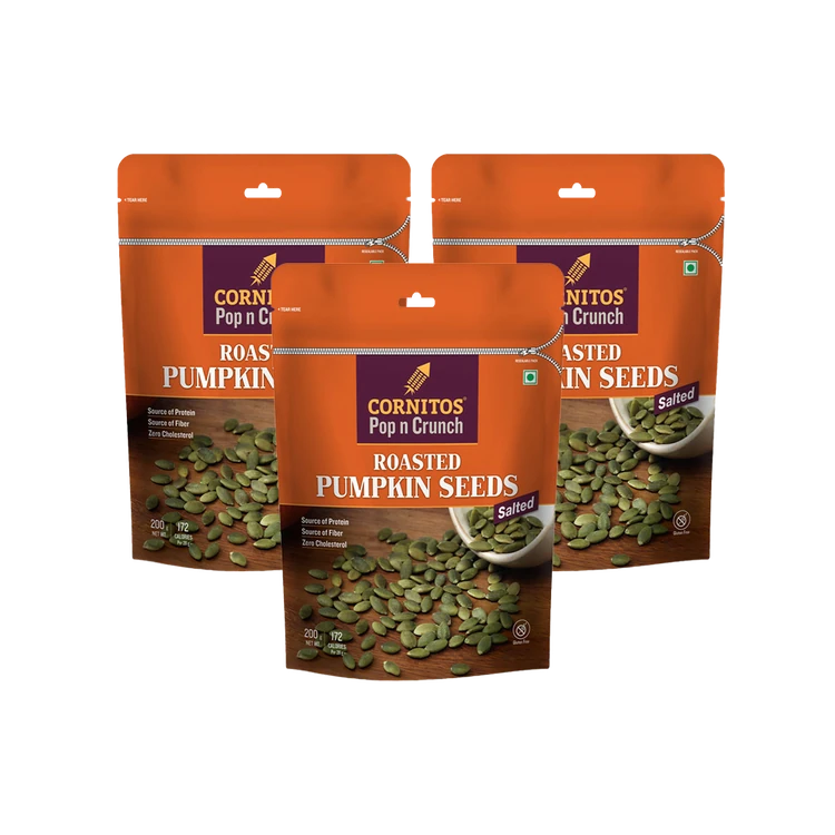 Cornitos Pop n Crunch Roasted Salted Pumpkin Seeds - Pack of 3