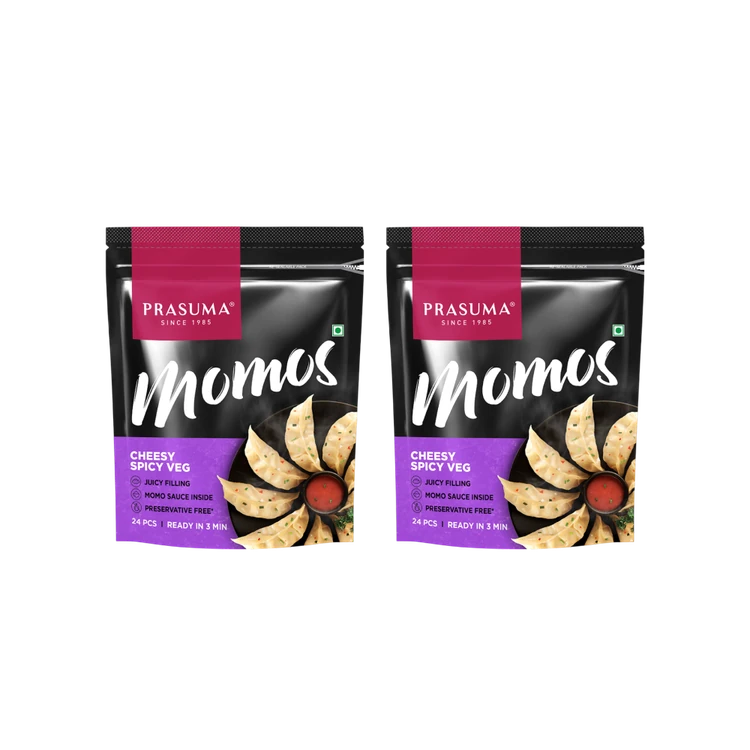 Prasuma Cheesy Spicy Veg Momos - Pack of 2