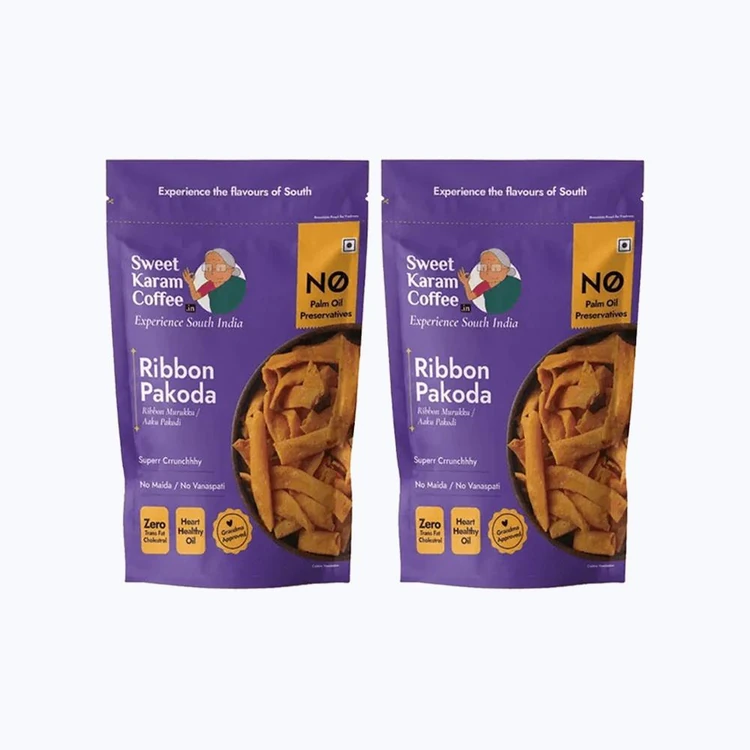 Sweet Karam Coffee Ribbon Pakoda / Murukku Namkeen, - No Palm Oil - Pack of 2