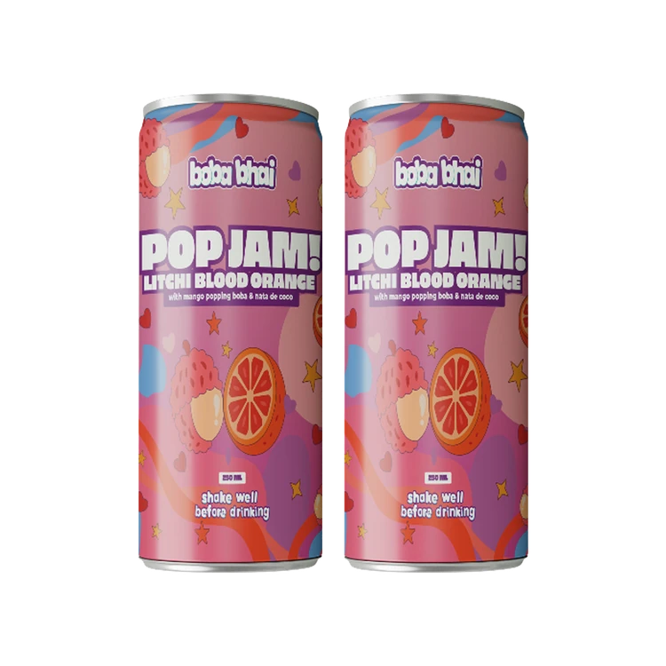 Boba Bhai Litchi Fruit Drink with Popping Boba & Nata De Coco