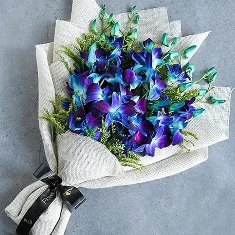 FlowerAura - Blue Vanda Orchid Jute Large Bouquet
