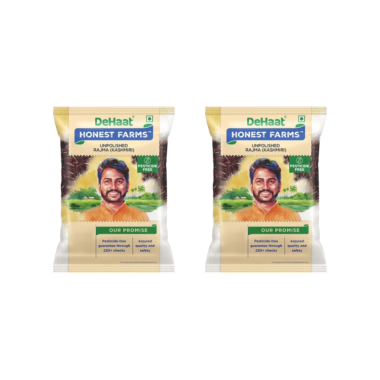 Dehaat Honest Farms Unpolished Pesticide-Free Rajma (Kashmiri) - Pack of 2 (Nashaka Itada Rajma)
