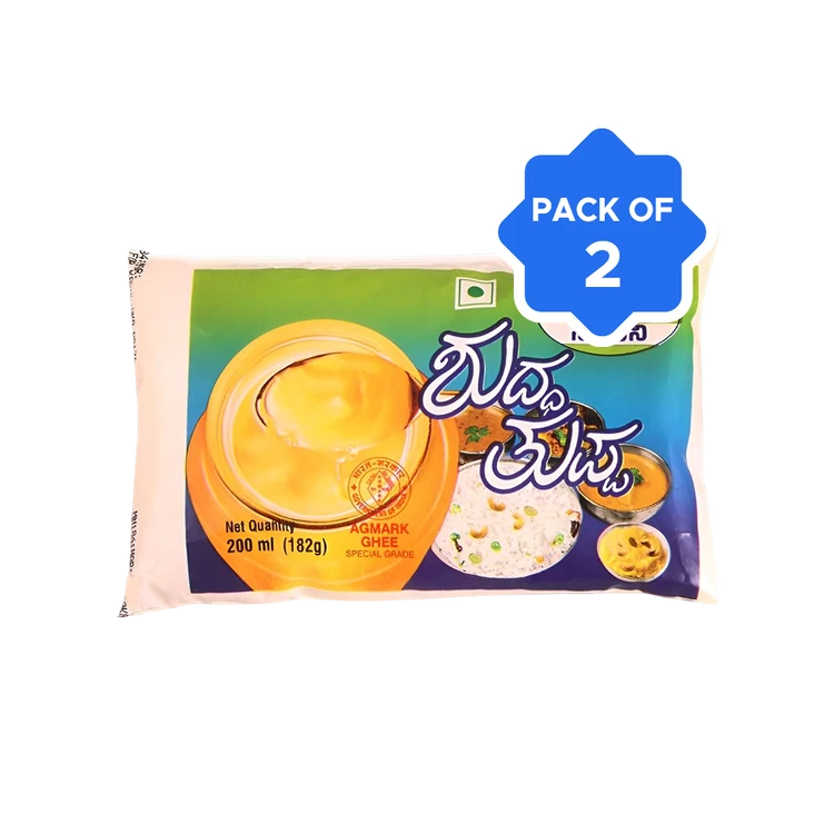 Nandini Pure Cow Ghee (Pouch) - Pack of 2 (Hasuvina Tuppa)