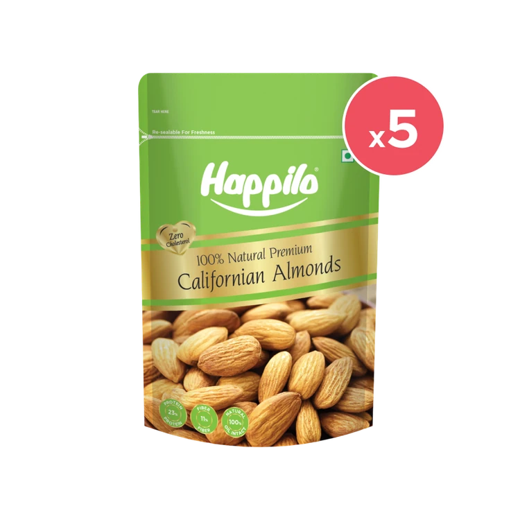 Happilo Premium Natural Californian Almonds - Pack of 5 (Badami)