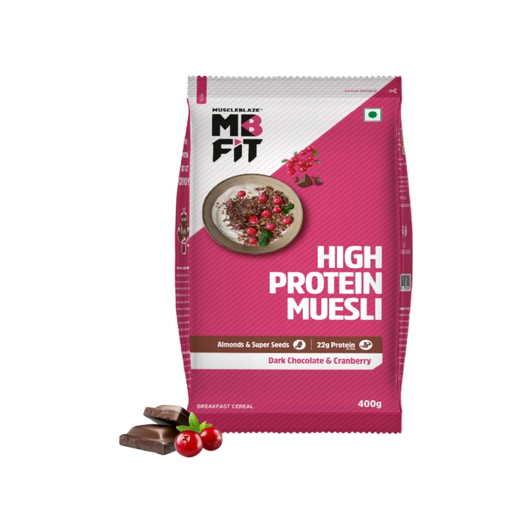 MuscleBlaze Fit High Protein Muesli (Dark Chocolate & Cranberry)