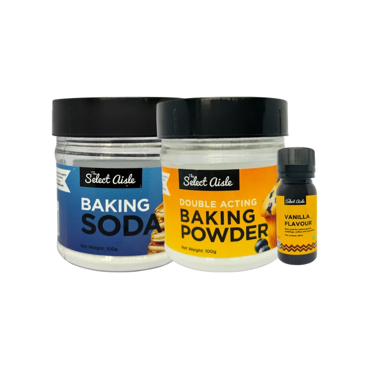 The Select Aisle Vanilla Flavour Essence +  Double Acting Baking Powder +  Baking Soda Combo