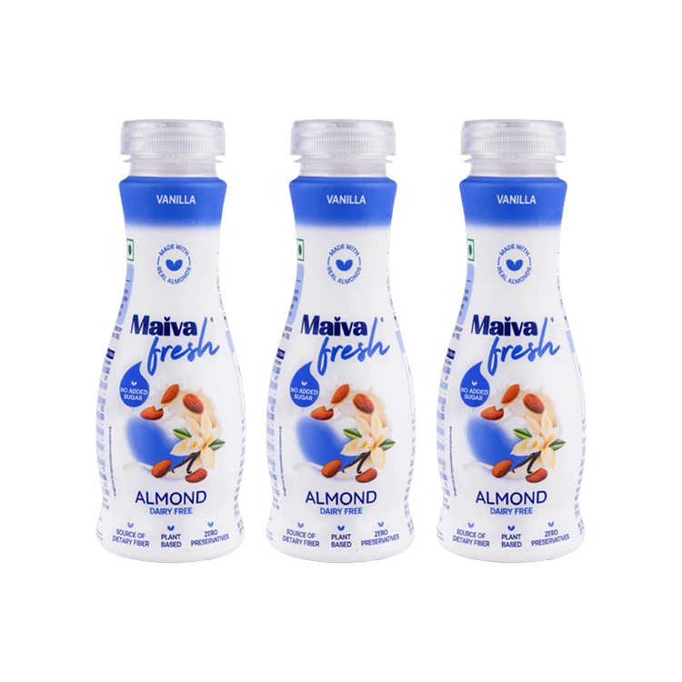 Maiva Fresh Dairy Free Almond Milk - Vanilla - Pack of 3