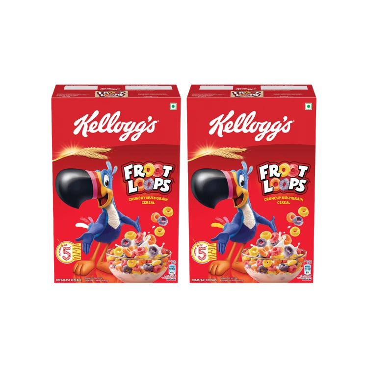 Kellogg's Froot Loops - Crunchy Multigrain Cereal - Pack of 2