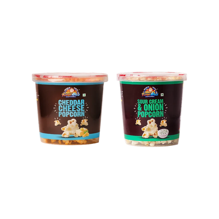 TIME OUT POPCORN Cheddar Cheese and Sour Cream & Onion Popcorn