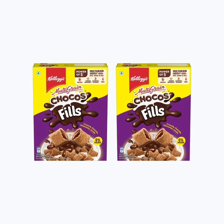 Kellogg's Double Chocolaty Fills Chocos (Crunchy Outside, Creamy Inside) - Pack of 2