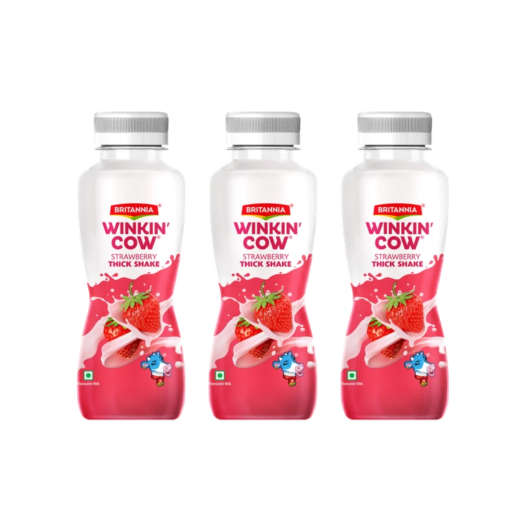 Britannia Winkin Cow Strawberry Thick Milkshake - Pack of 3