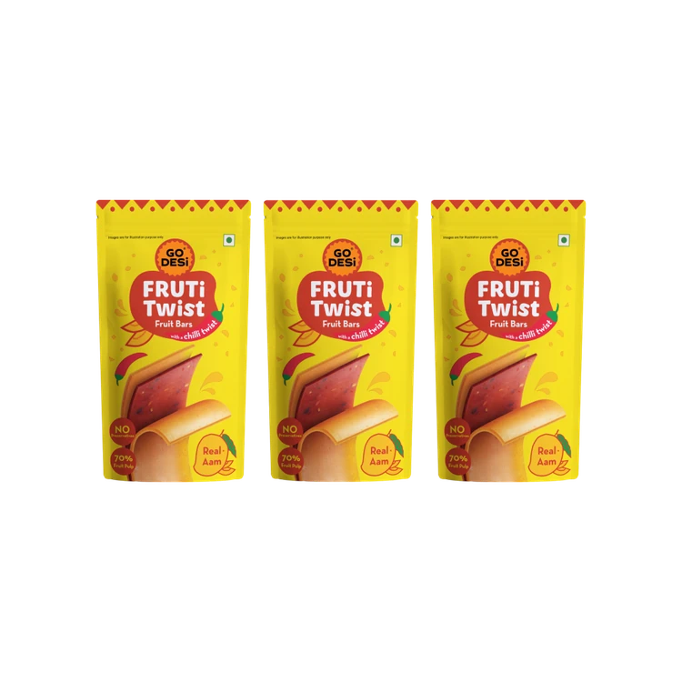 GO DESI Fruti Twist Fruit Bar (Real Aam) - Pack of 3