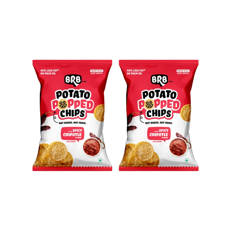 BRB Potato Popped Chips (Spicy Chipotle Flavour) - Pack of 2